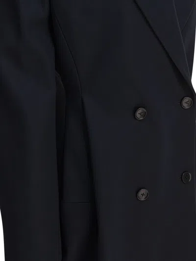 Alaïa Double Breasted Rounded Coat In Blue