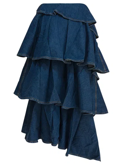 Alaïa Spiral Skirt In Blue