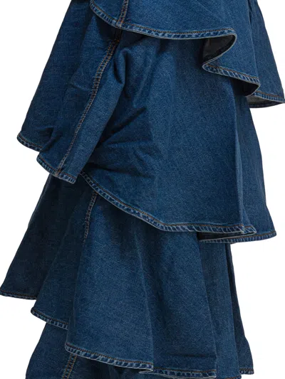 Alaïa Spiral Skirt In Blue