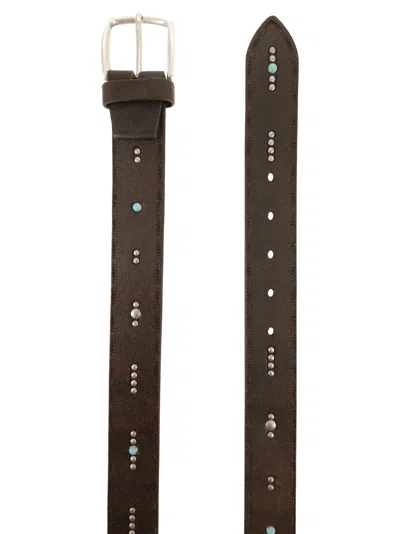 Alberto Luti Studded Leather Belt In Black