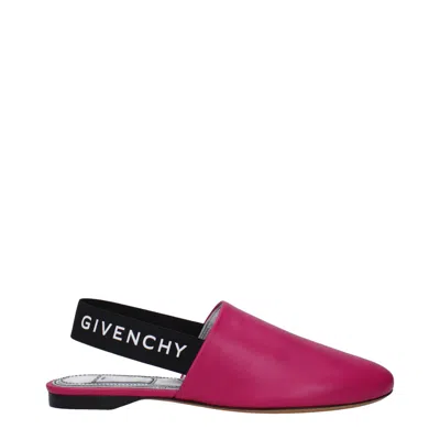 Givenchy Pink Leather Flat Women's Sandals In Red