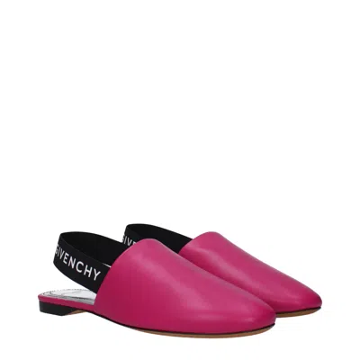 Givenchy Pink Leather Flat Women's Sandals In Red