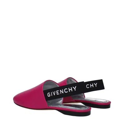 Givenchy Pink Leather Flat Women's Sandals In Red