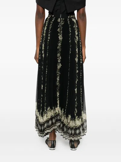 Alice And Olivia Long Skirt In Black
