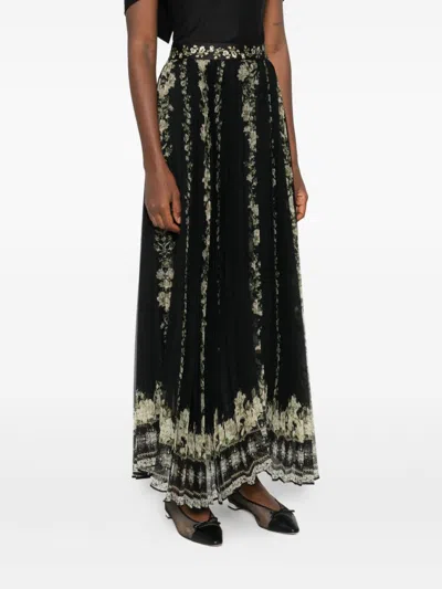 Alice And Olivia Long Skirt In Black