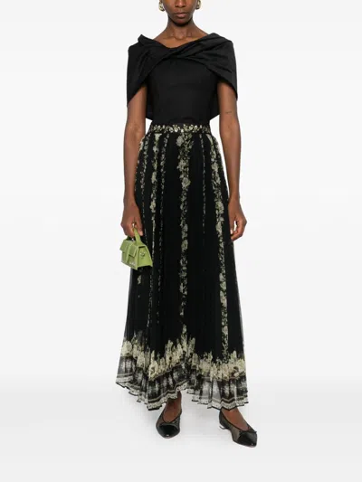 Alice And Olivia Long Skirt In Black