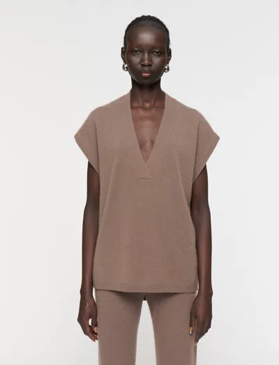 Joseph Light Pure Cashmere Vest In Brown