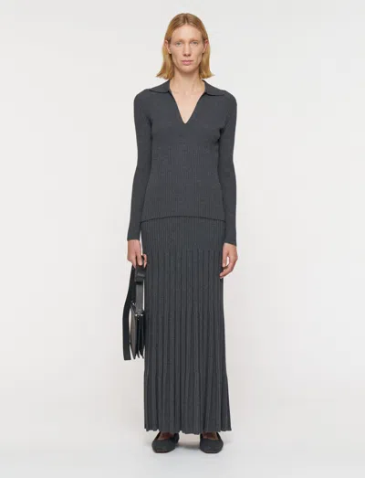 Joseph Merino Rib Knit Skirt In Gold