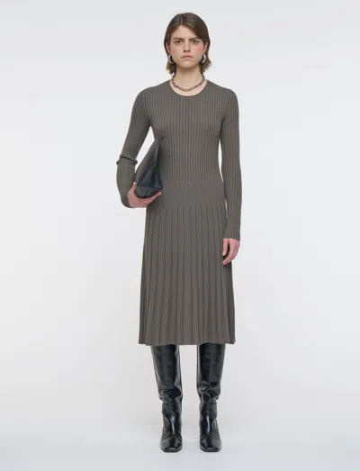 Joseph Merino Rib Knit Dress In Brown