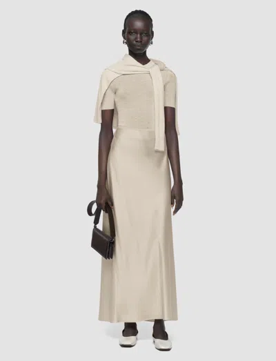 Joseph Isaak Long Silk Satin Skirt In Neutral