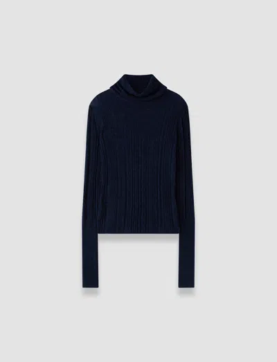 Joseph Molony Sheer Wool Rib Jumper In Blue