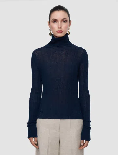 Joseph Molony Sheer Wool Rib Jumper In Blue