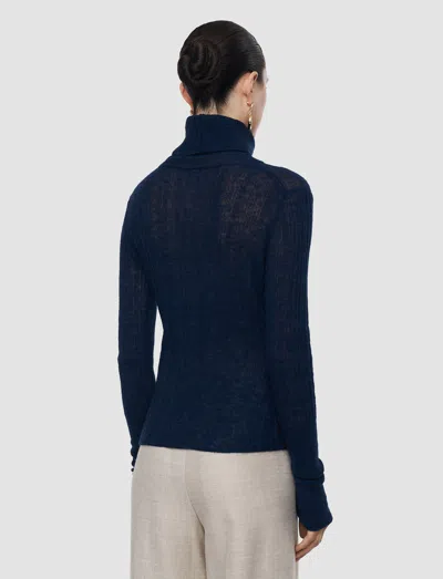 Joseph Molony Sheer Wool Rib Jumper In Blue
