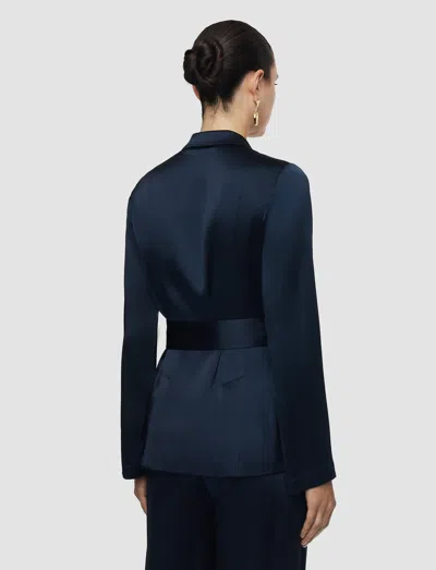 Joseph Archer Silk Satin Jacket In Blue