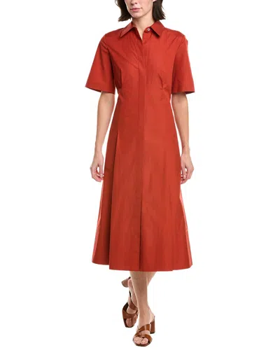 Vince Short-sleeve Midi Shirtdress In Orange
