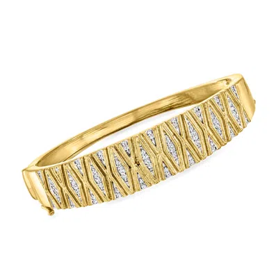 Ross-simons Diamond X-pattern Bangle Bracelet In 18kt Gold Over Sterling In Gold