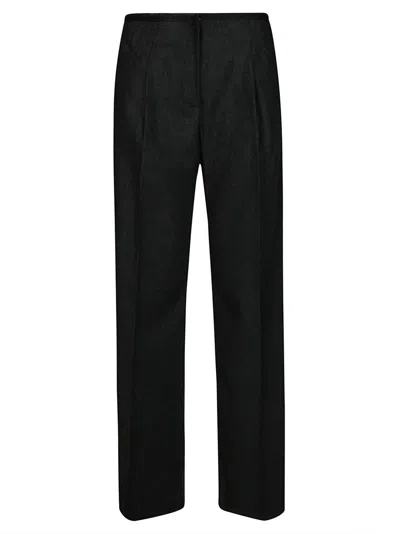 8pm High-waisted Straight-leg Pants With Herringbone Texture In Black