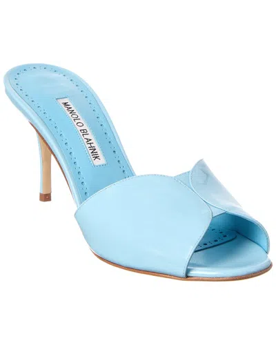 Manolo Blahnik Houramu 90 Patent Sandal In Blue