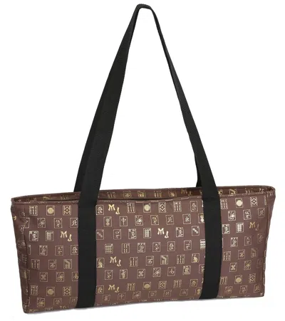 Mah Jongg Direct Mah Jongg Full Set Brown Designer Logo Soft Case With 166 White Tiles And Four Color Pusher Racks In Brown