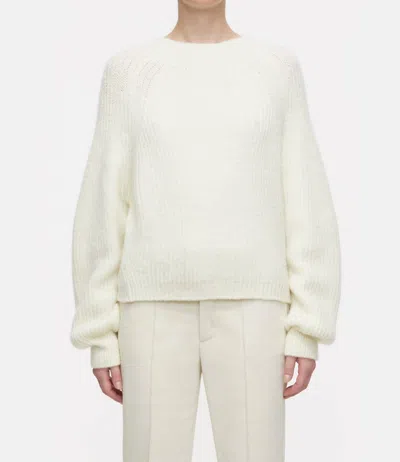 Closed Cropped Long Sleeve Sweater In Vanilla In White