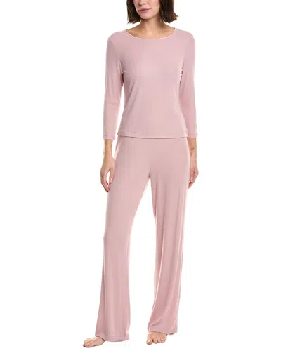 Natori 2pc Rib Essentials Pajama Set In Pink