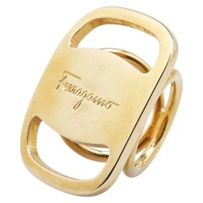 Pre-owned Ferragamo Vara Scarf Ring () In Gold