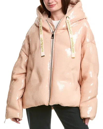 Khrisjoy Khris Scale Sequin Puffer Jacket In Pink