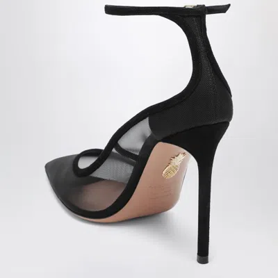 Aquazzura Love Affair 85 Pumps In Black Suede And Mesh In Animal Print