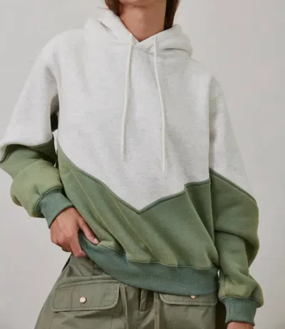 Creamon Two Tone Color Block Soft Fleece Hoodie In Green In White