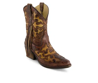 Forastero Women's Real Leather Pointed Toe Cowgirl Boots 90991 In Animal Print
