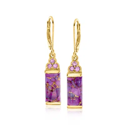 Ross-simons Purple Turquoise And . Garnet Drop Earrings In 18kt Gold Over Sterling In Gold