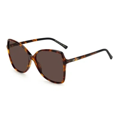 Jimmy Choo Sunglasses Butterfly Full Rim, Havana Frame And Brown Lens In Brown