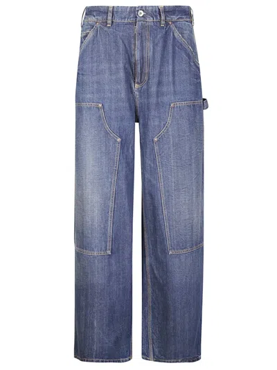Maison Margiela Tailored Straight Leg Pants In Premium Cotton In Blue