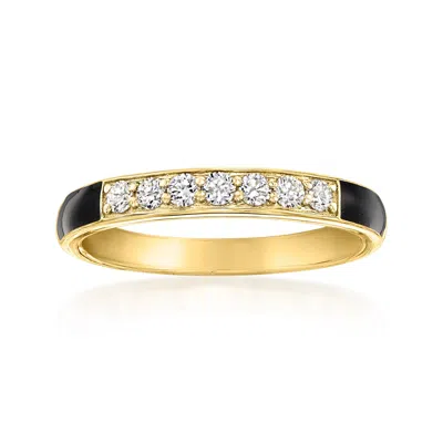Ross-simons Lab-grown Diamond Ring With Black Enamel In 18kt Gold Over Sterling In Multi