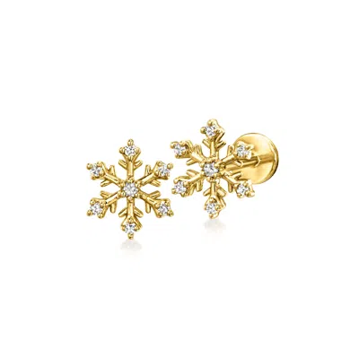 Rs Pure By Ross-simons Diamond Snowflake Flat-back Stud Earrings In 14kt Yellow Gold In Gold