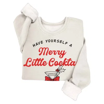 Hrt & Luv Women's Merry Little Cocktail Mineral Graphic Sweatshirts In White In Gray