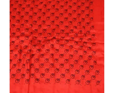 Gucci Women's Ghost Red Modal / Silk Gg Skull Print Large Square Scarf In Red