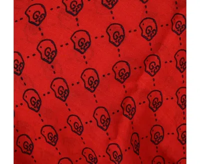 Gucci Women's Ghost Red Modal / Silk Gg Skull Print Large Square Scarf In Red