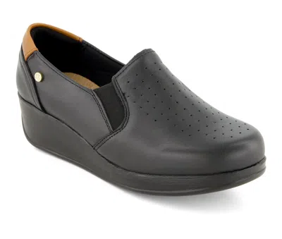 Andrea Women's Leather Platform Loafers 83409 In Black