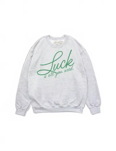 The Clandestine Underground Women's Luck Is All You Need Oversized 90's Sweatshirt In Gray In Gray