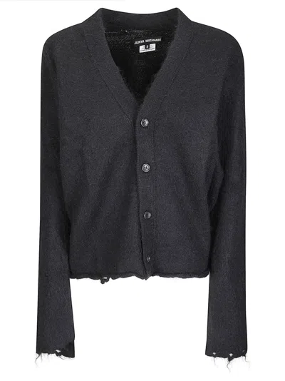 Junya Watanabe V-neck Distressed-effect Cardigan In Black