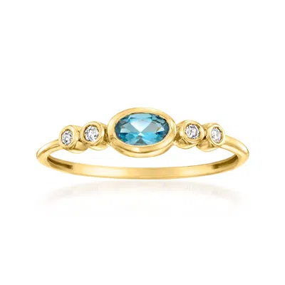 Rs Pure By Ross-simons Swiss Blue Topaz Ring With Diamonds In 14kt Yellow Gold In Gold