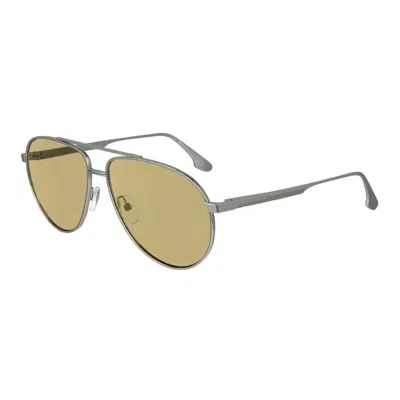 Victoria Beckham Sunglasses Aviator Full Rim, Silver Frame And Brown Lens In Silver