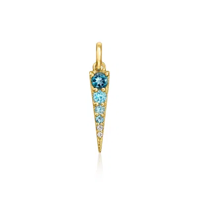 Rs Pure By Ross-simons White And Tonal Blue Topaz Geometric Charm In 14kt Yellow Gold In Gold