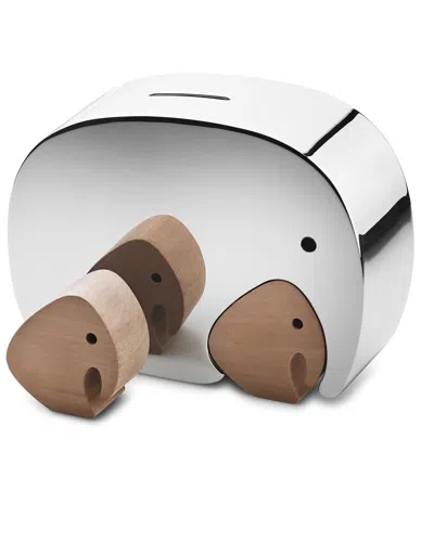 Georg Jensen Hand Polished Moneyphant With Twins Bank In Metallic