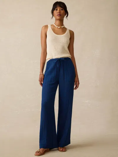 Faherty Dune Gauze Drawstring Pants In Blue