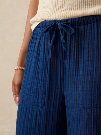 Faherty Dune Gauze Drawstring Pants In Blue