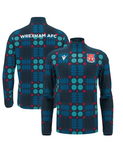 Macron Blue Wrexham Warm-up Quarter-zip Pullover In Multi