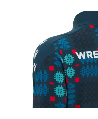 Macron Blue Wrexham Warm-up Quarter-zip Pullover In Multi