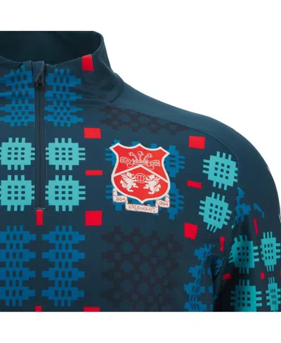 Macron Blue Wrexham Warm-up Quarter-zip Pullover In Multi